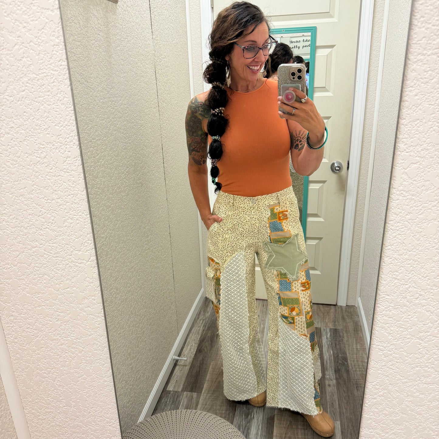 StarFlower Patchwork Wide Leg Pants