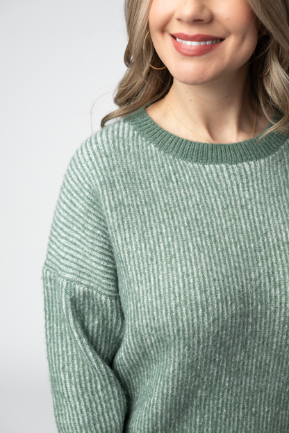 IN STOCK Josie Cozy Crew Sweater - Sage