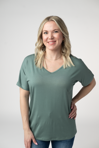 Chloe Cozy Tee - Dusty Jade