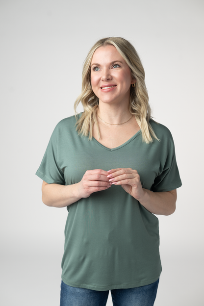 Chloe Cozy Tee - Dusty Jade