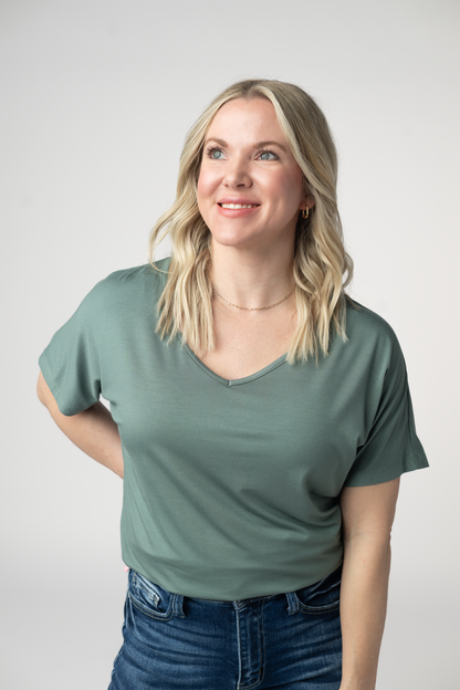 Chloe Cozy Tee - Dusty Jade