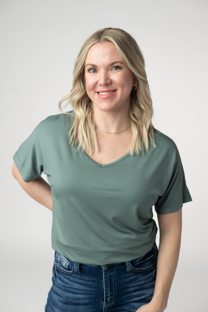 Chloe Cozy Tee - Dusty Jade