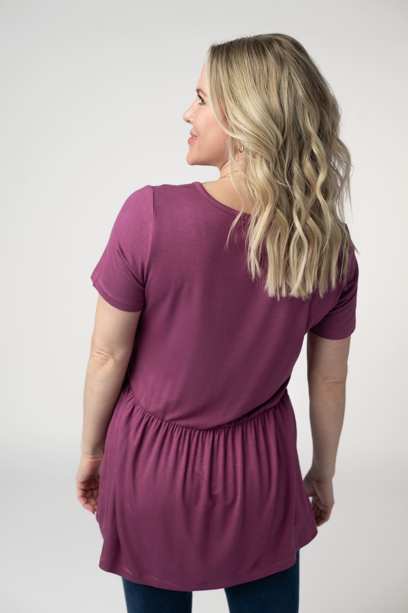 Sarah Ruffle Short Sleeve - Mulberry