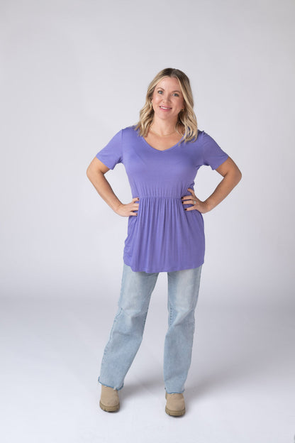 IN STOCK Sarah Ruffle Short Sleeve - Periwinkle Purple