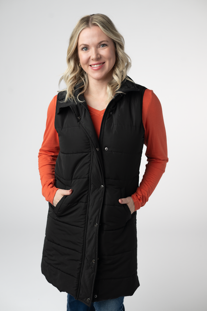 IN STOCK Harlow Long Vest - Black