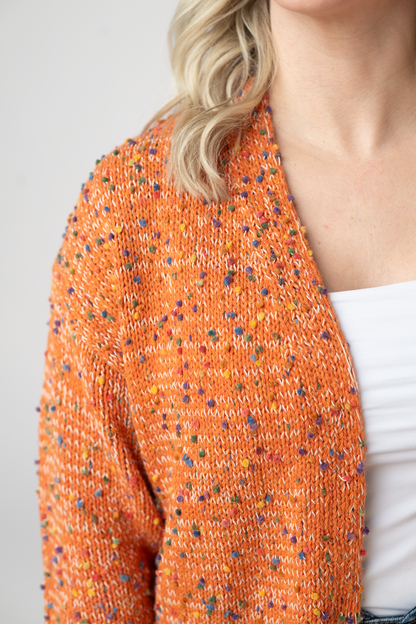 IN STOCK Carly Confetti Dot Cardigan - Pumpkin