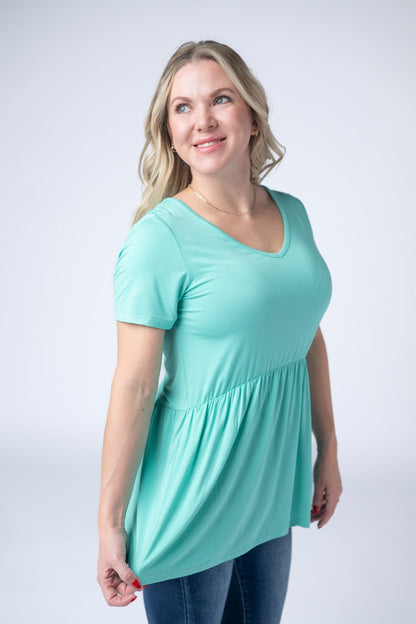 IN STOCK Sarah Ruffle Short Sleeve - Turquoise