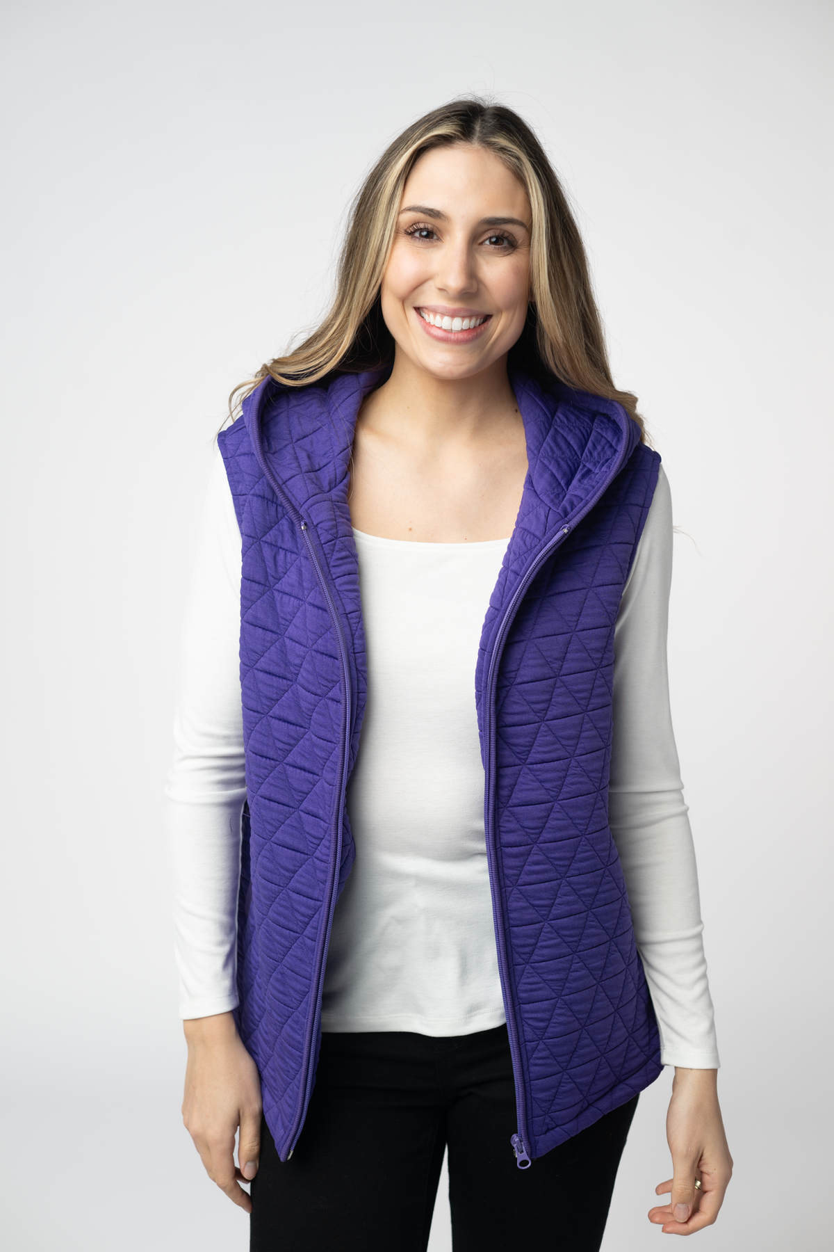 Purple Heather Geometric Hooded Vest