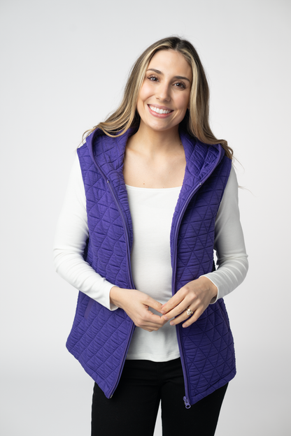 Purple Heather Geometric Hooded Vest