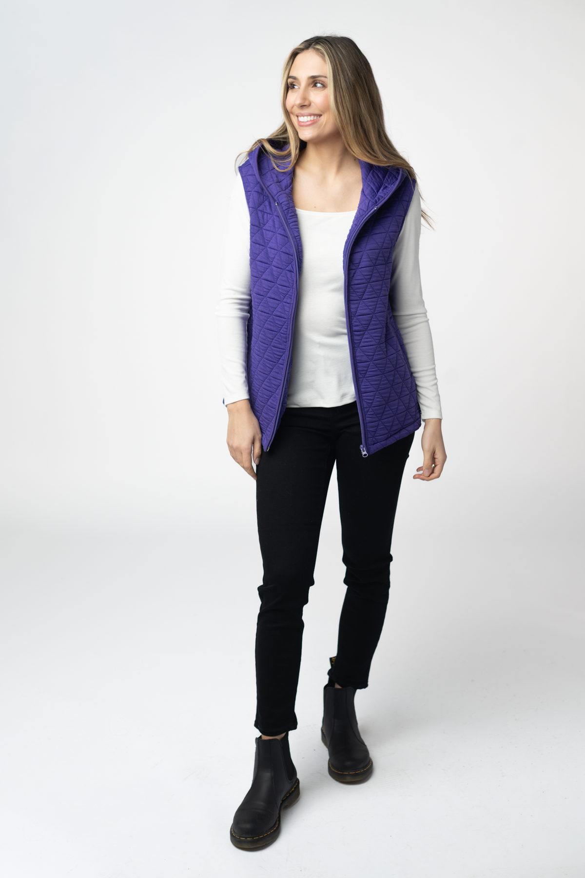 Purple Heather Geometric Hooded Vest