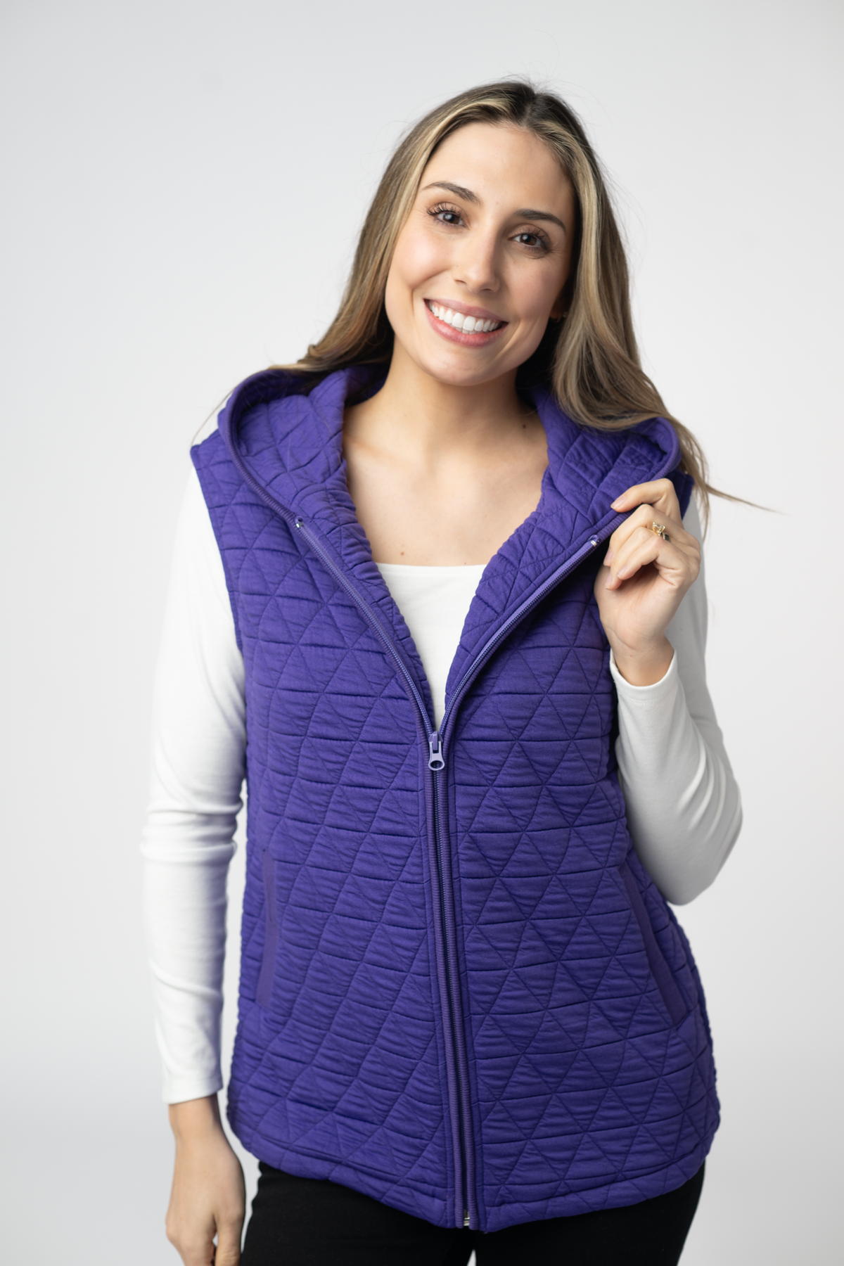Purple Heather Geometric Hooded Vest