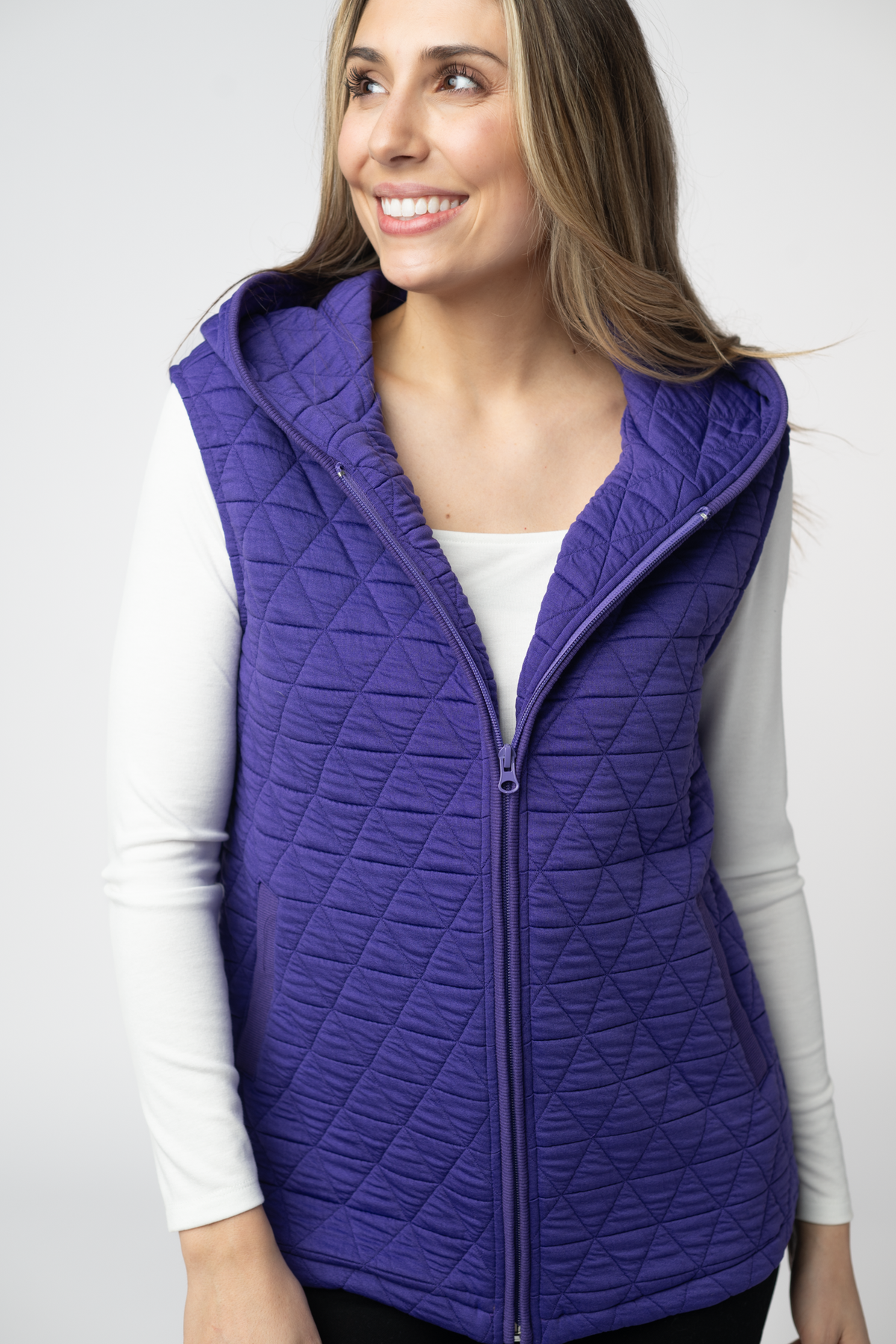 Purple Heather Geometric Hooded Vest
