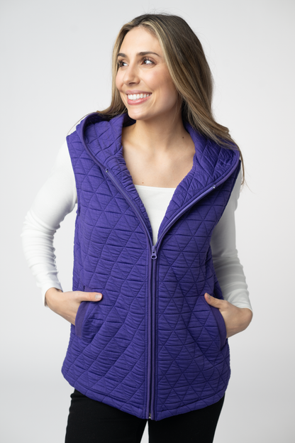 Purple Heather Geometric Hooded Vest