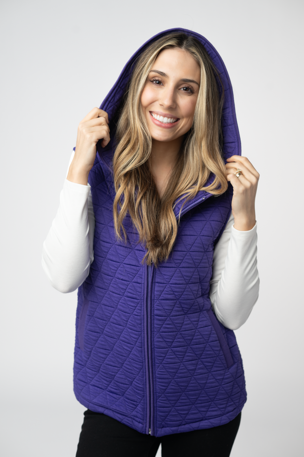 Purple Heather Geometric Hooded Vest