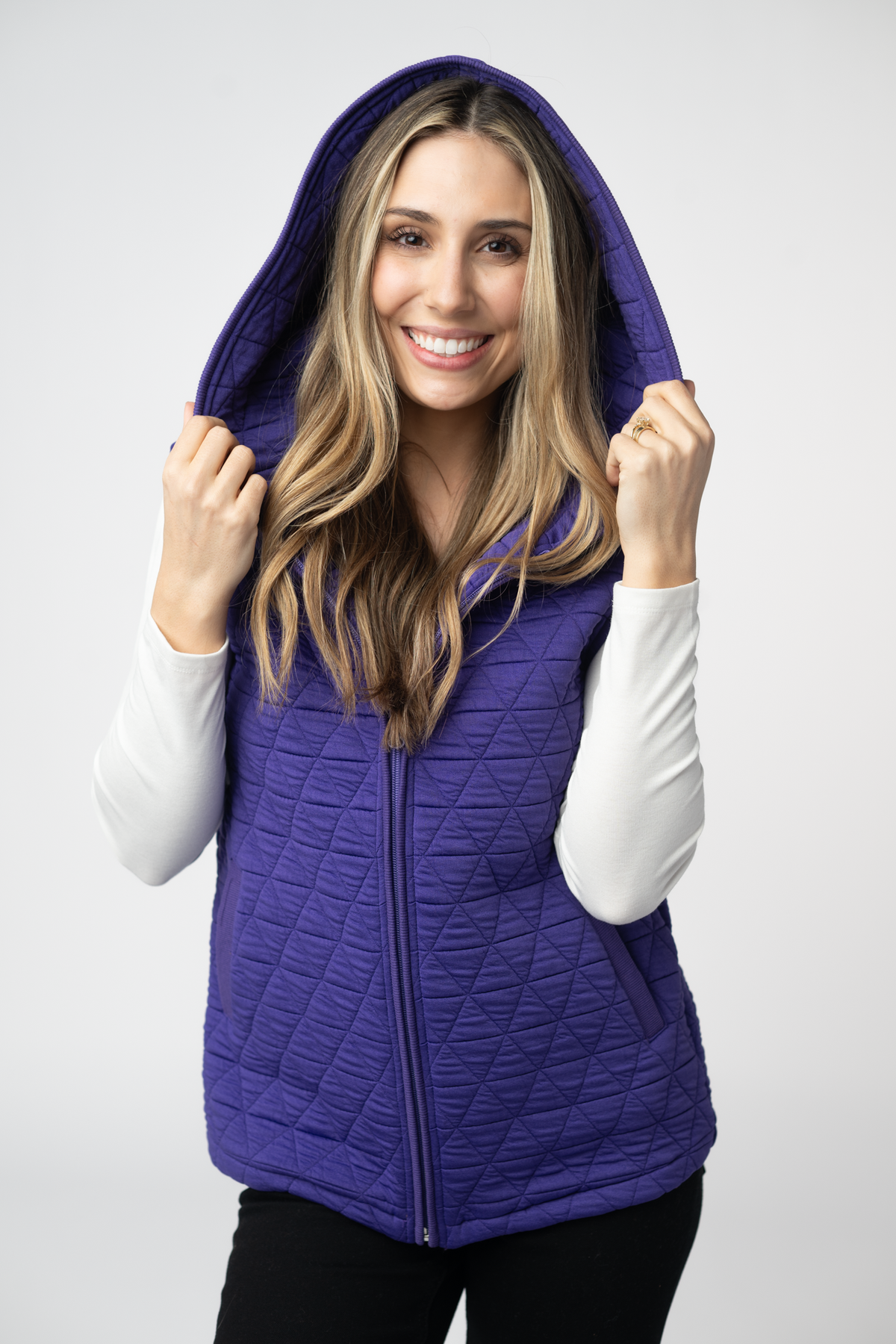Purple Heather Geometric Hooded Vest
