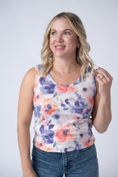 IN STOCK Ava Tank - Sunset Watercolor Floral
