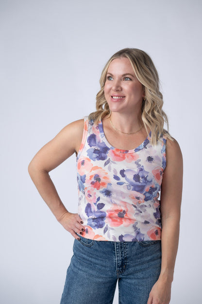 IN STOCK Ava Tank - Sunset Watercolor Floral