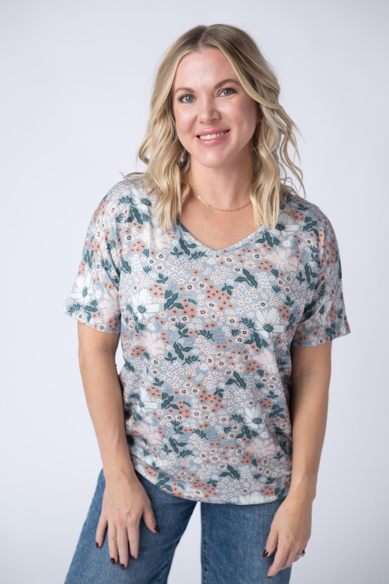 IN STOCK Chloe Cozy Tee - Ditsy Blush Floral