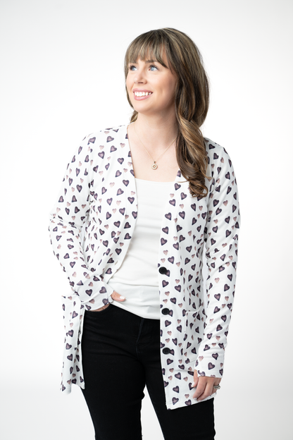 PREBOOK Cori Cardigan - Monochrome Hearts