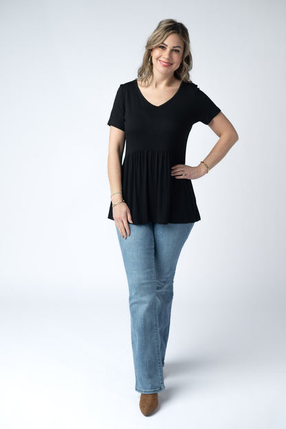 IN STOCK Sarah Ruffle Short Sleeve - Black