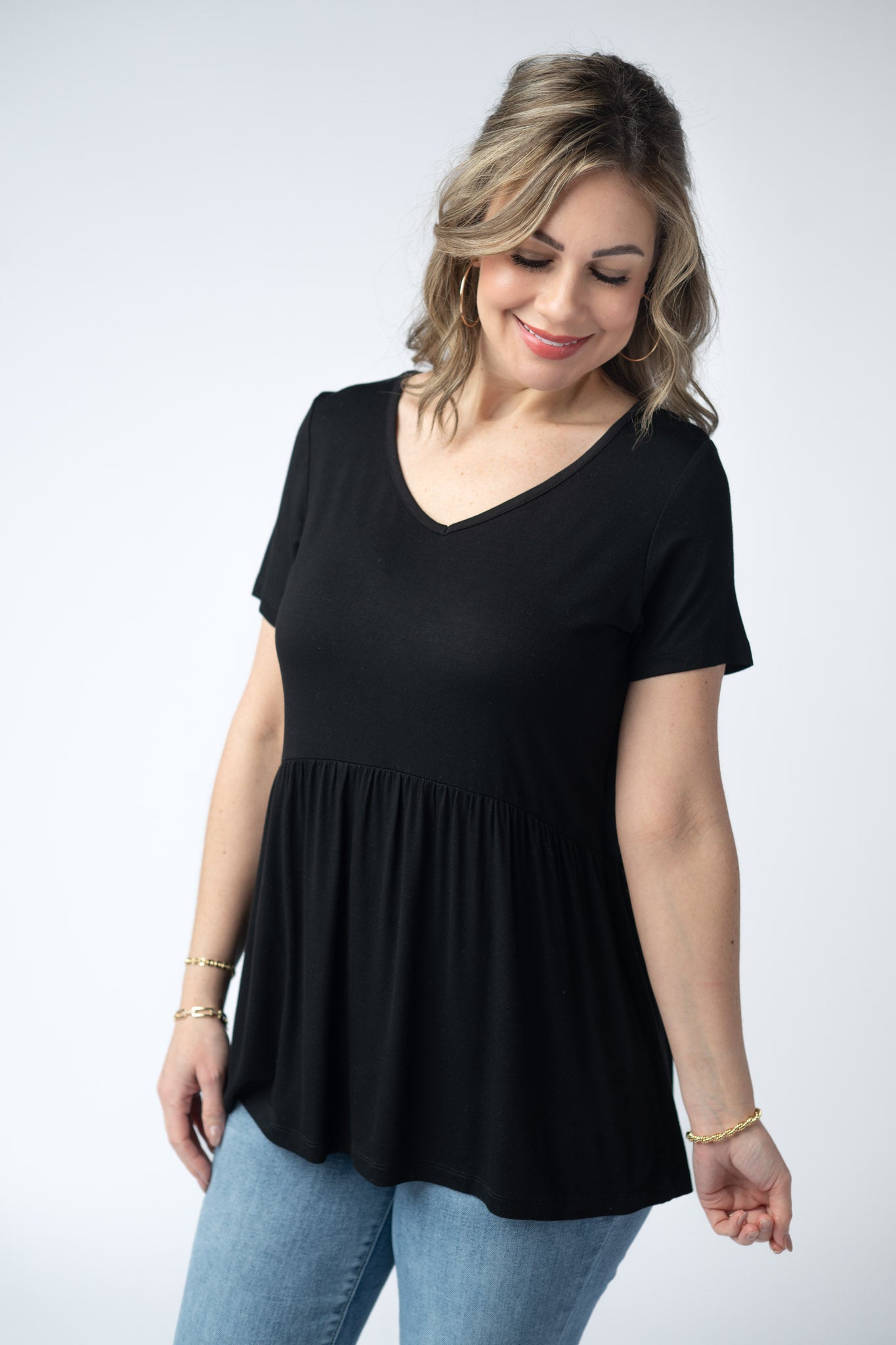 IN STOCK Sarah Ruffle Short Sleeve - Black