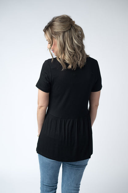 IN STOCK Sarah Ruffle Short Sleeve - Black