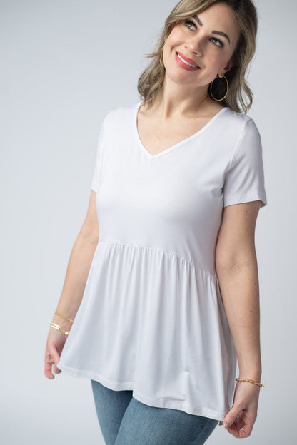 IN STOCK Sarah Ruffle Short Sleeve - White