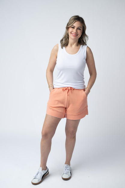 IN STOCK French Terry Stevie Shorts - Spring Peach