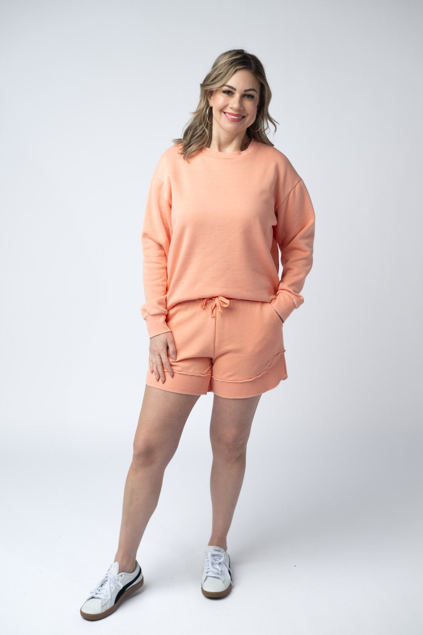 IN STOCK French Terry Stevie Shorts - Spring Peach