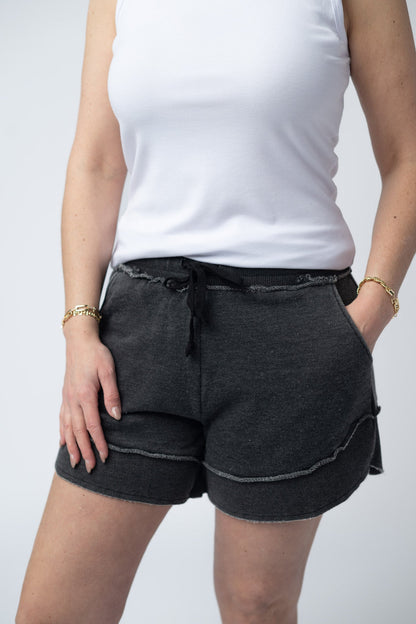 IN STOCK French Terry Stevie Shorts - Black