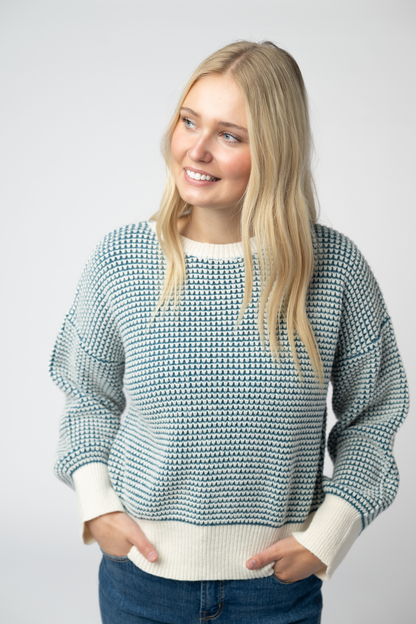 IN STOCK Charlotte Sweater - Teal and Ivory