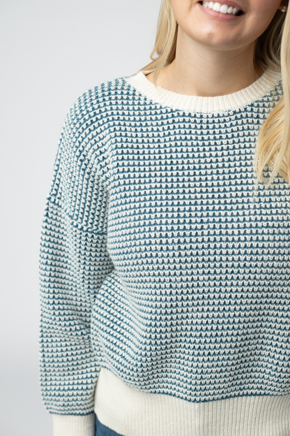 IN STOCK Charlotte Sweater - Teal and Ivory