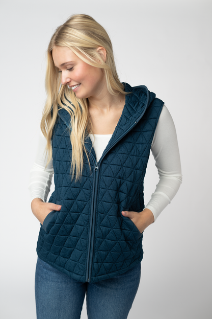 Teal Heather Geometric Hooded Vest