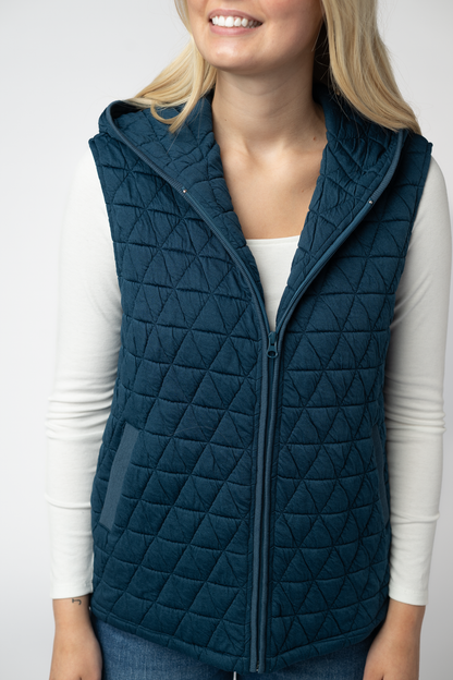 Teal Heather Geometric Hooded Vest