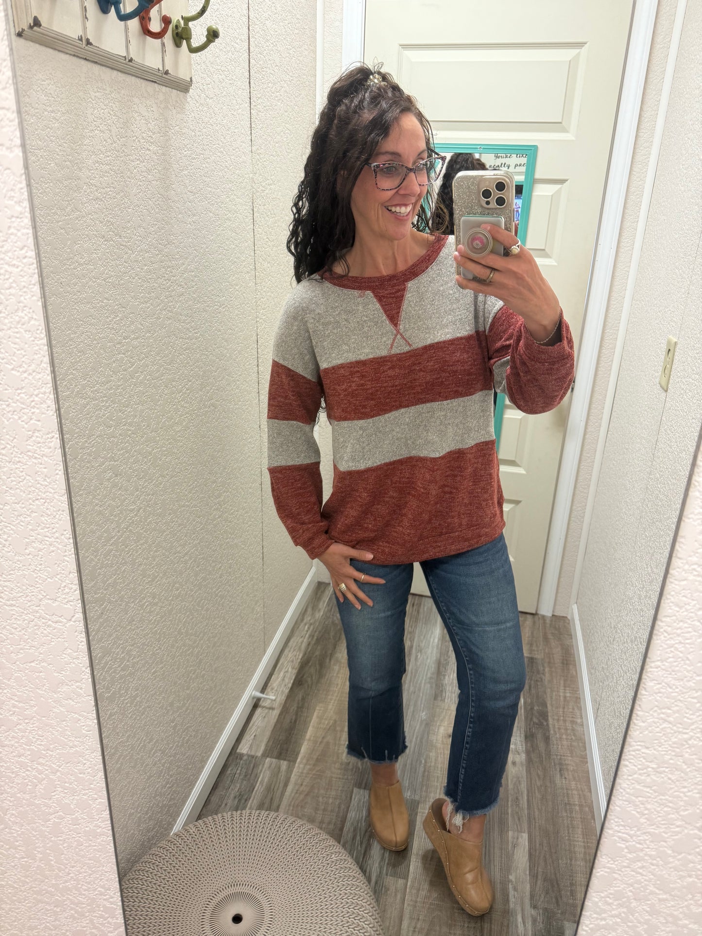 Two-Tone Contrast Casual Top