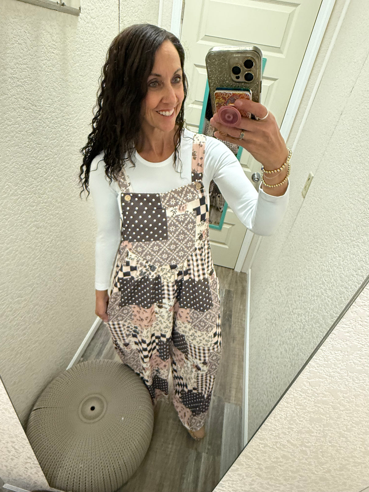 Floral Patchwork Wide Leg Overalls