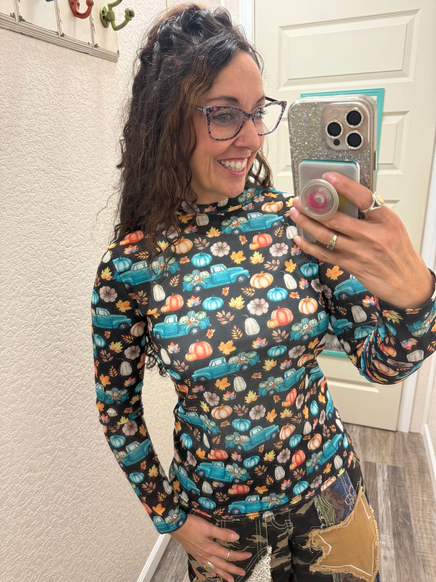 Take Me To The Pumpkin Patch Mesh Top