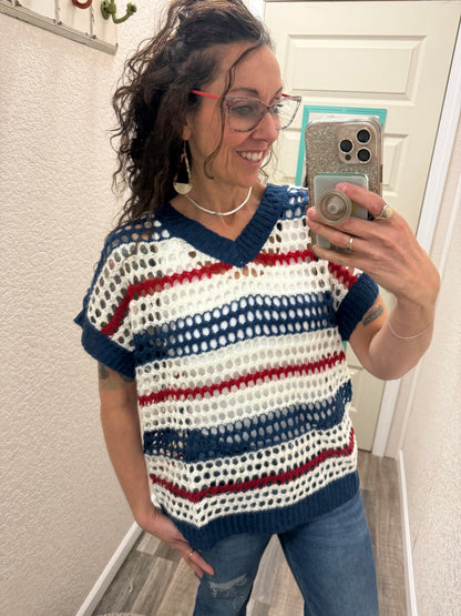 American Stripes Loose Knit Top