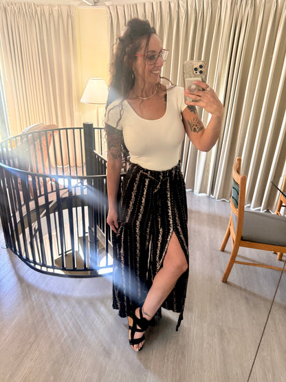 Key Largo Black High Waisted SLIT FRONT WIDE LEG PANTS: BLACK