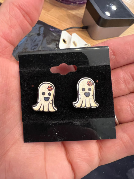 Ghost with Bow Earrings