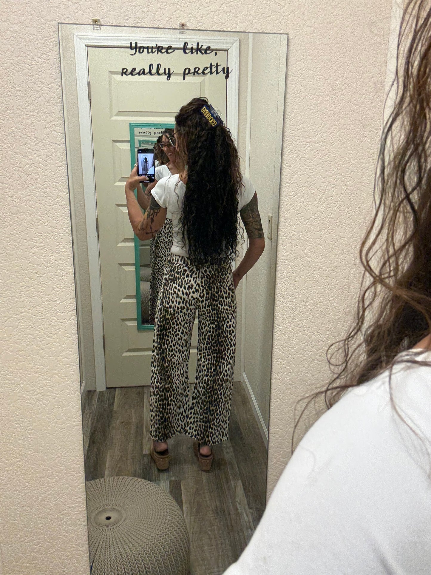 Annie Snow Leopard Barrel Leg Jeans