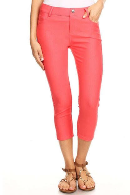 Coraline - Coral - Capri Jeggings