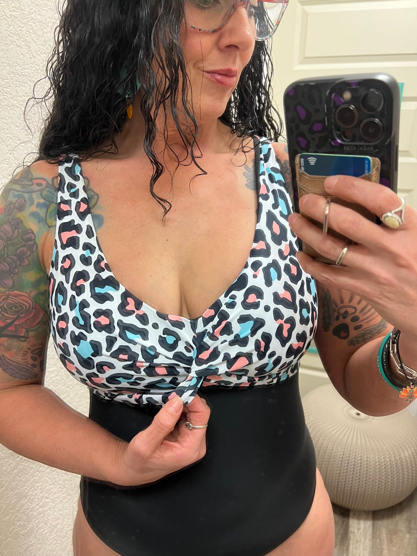 From The Shore Black & Multi Colored Leopard Swimsuit