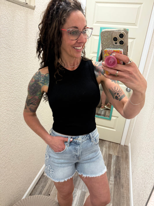 Timeless High Neck Built In Bra Crop Tank