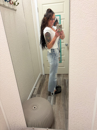 Who Dis Distressed High Rise Vintage Cropped Jeans