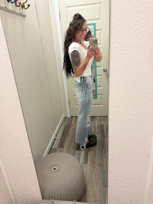 Who Dis Distressed High Rise Vintage Cropped Jeans