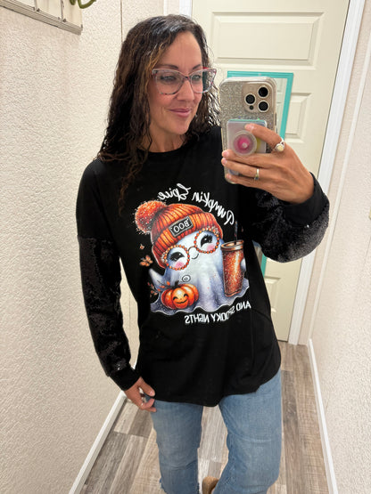 Pumpkin Spice and Spooky Nights Long Sleeve Top