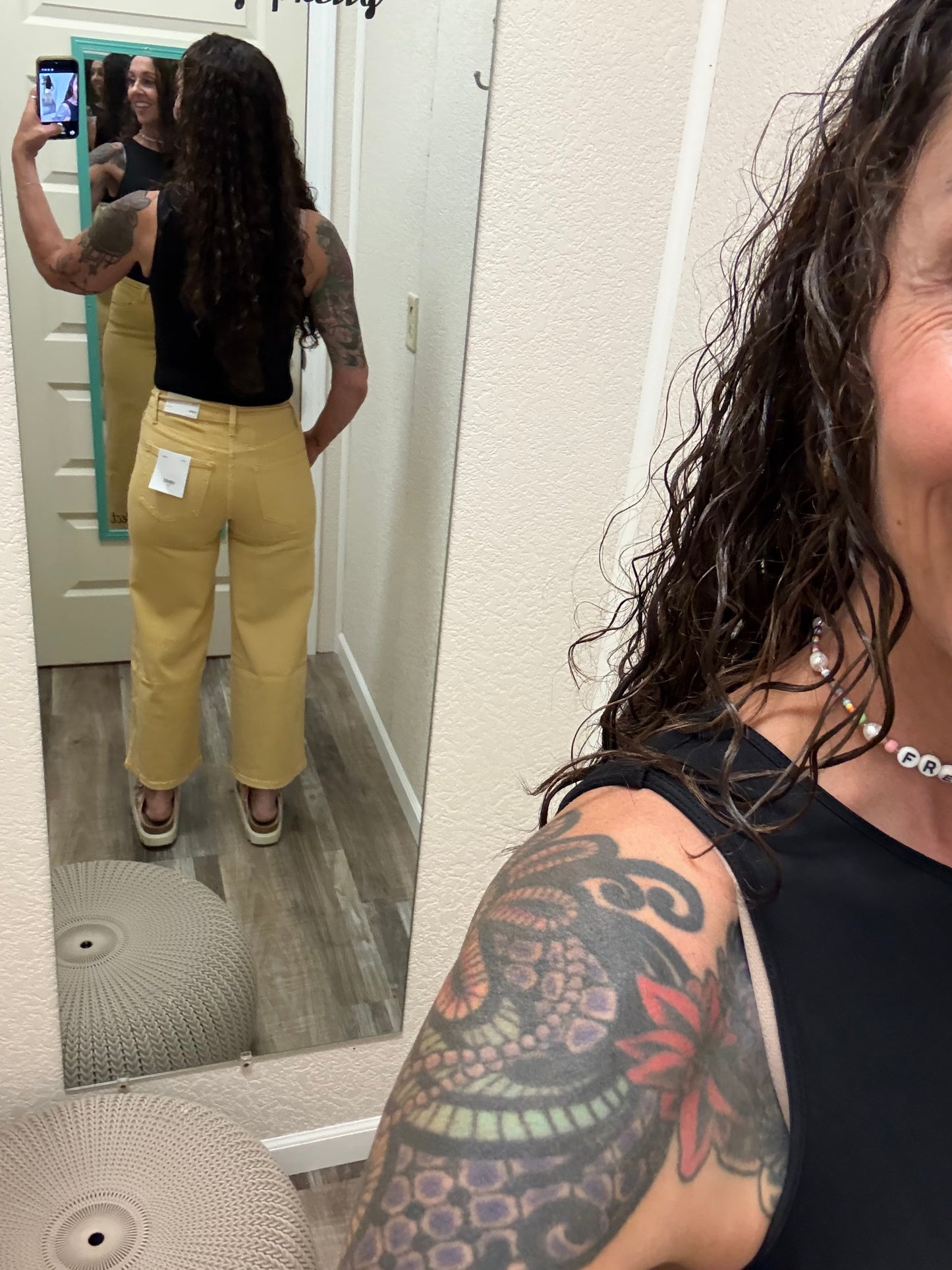 Sunshine High Rise Drawstring Color Crop Wide Leg Jeans
