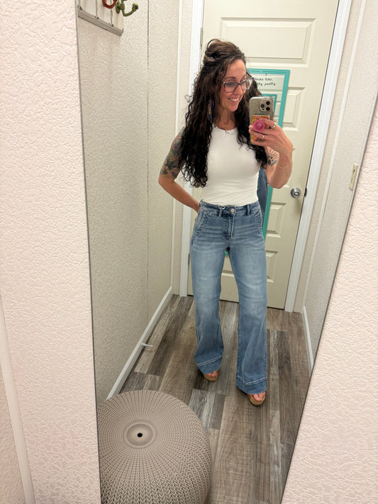 Darla Hi Rise Tummy Control Wide Flare With Wide Hem Risen Jeans