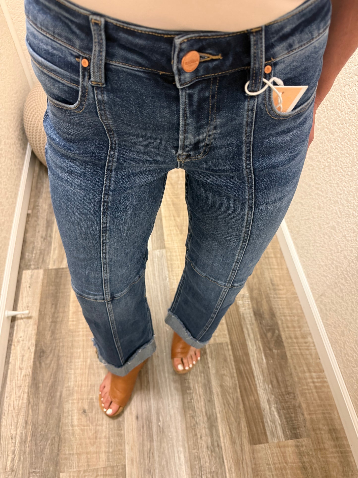 Suzie Q SLOUCHY CROP WIDE SEAM DETAILED JEANS Risen Jeans